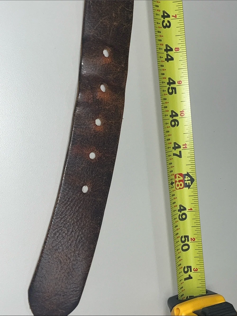 Source Unknown Distressed Brown Leather Belt with Silver Buckle